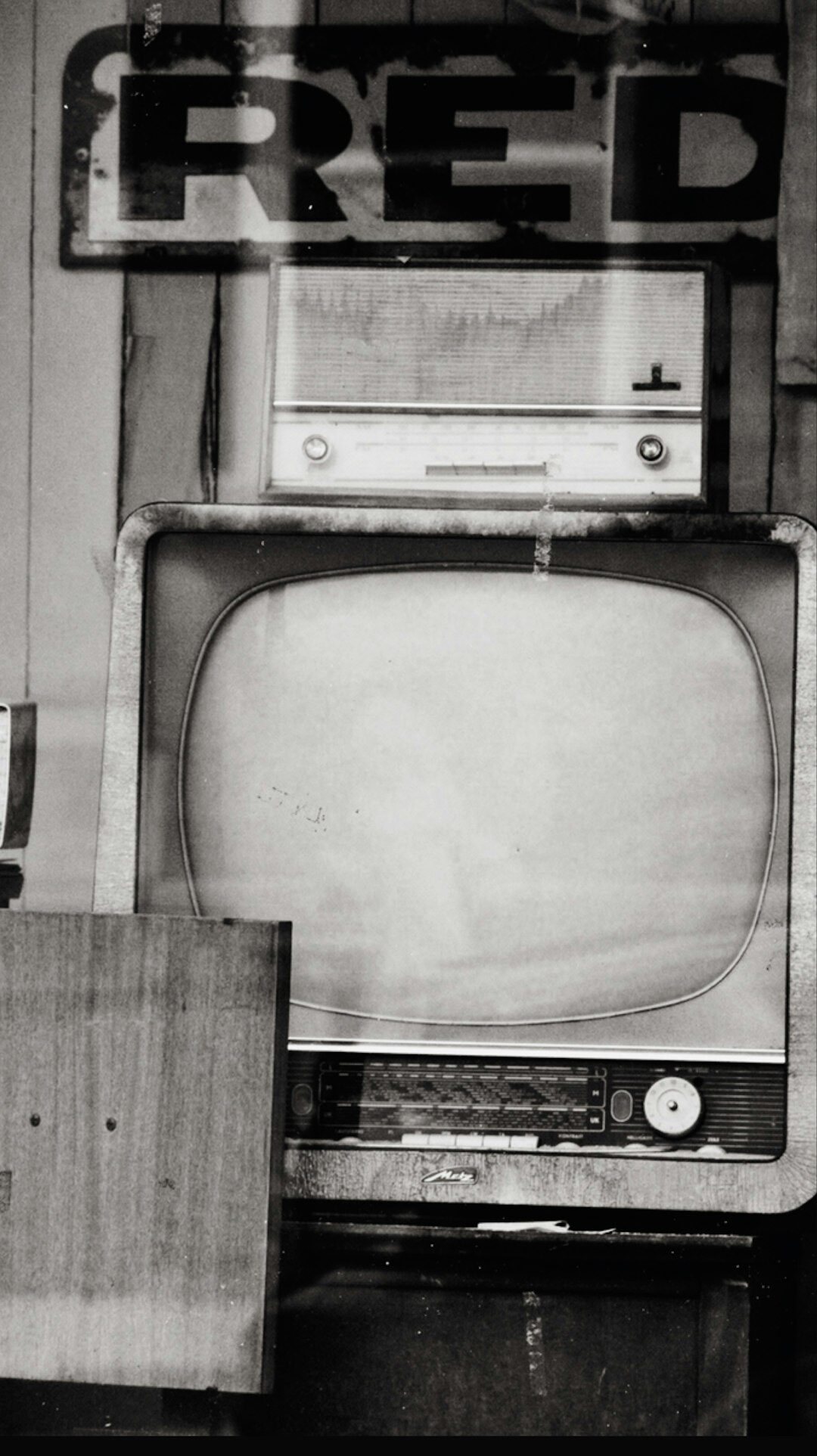 black and white television set