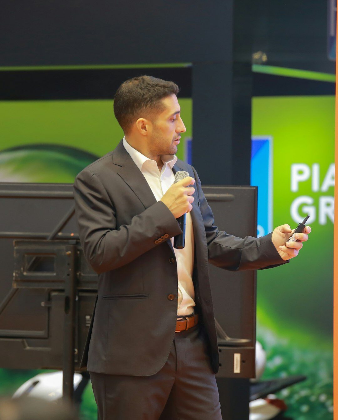 tv presenter on stage